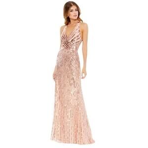 Mac Duggal SLEEVELESS FAUX WRAP SEQUIN EMBELLISHED CUT OUT BACK NWT Size 12